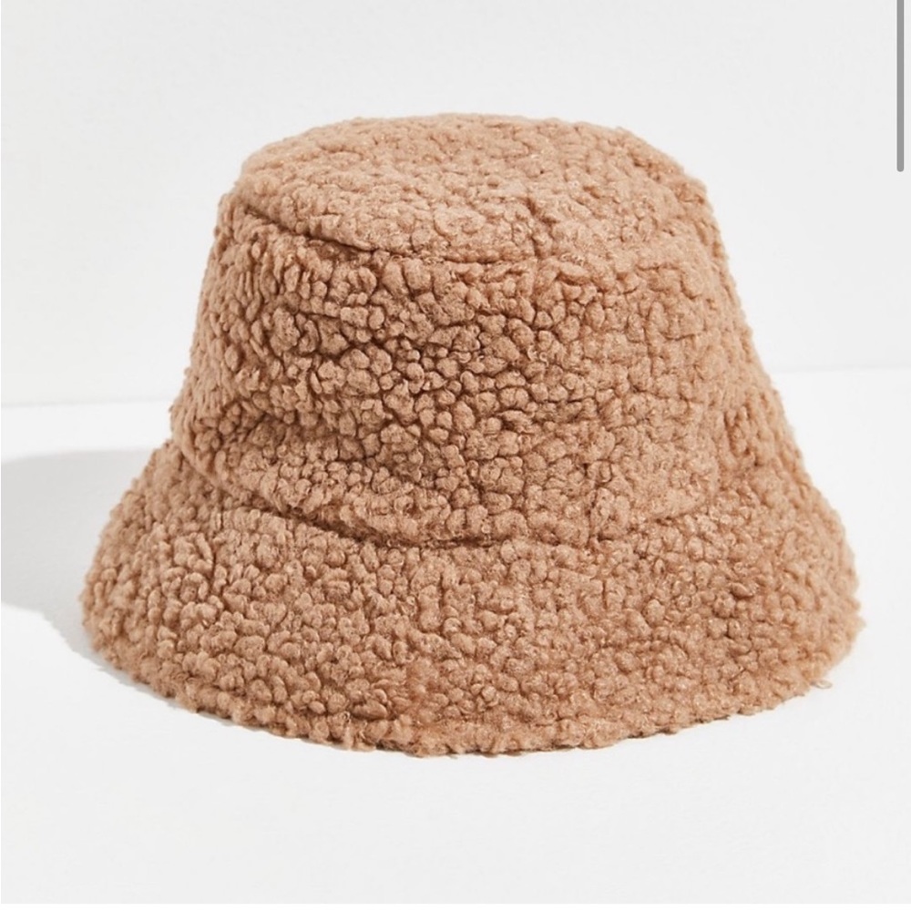 Free People Teddy Sherpa Camel Bucket Hat New